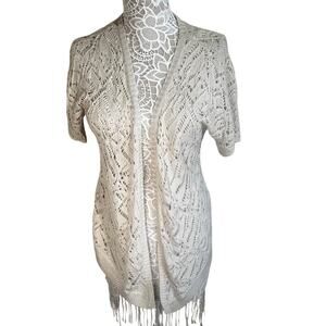 Cato off white crocheted cardigan women’s size large- EUC